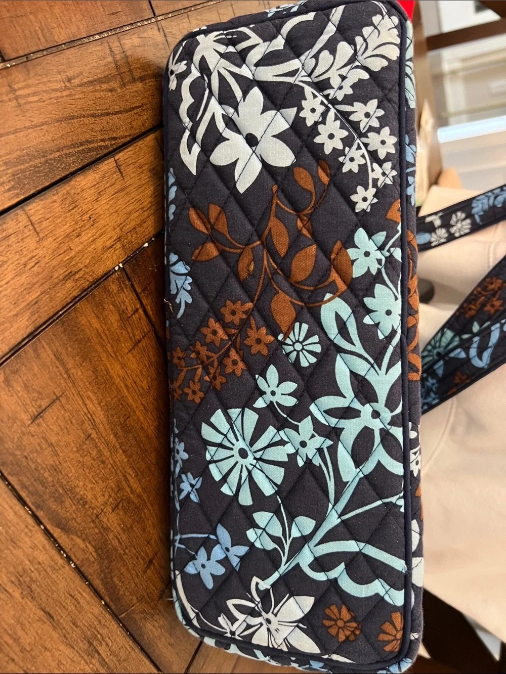 Vera Bradley Quilted Floral Tote in Navy, Aqua & Brown - Picture 4 of 4